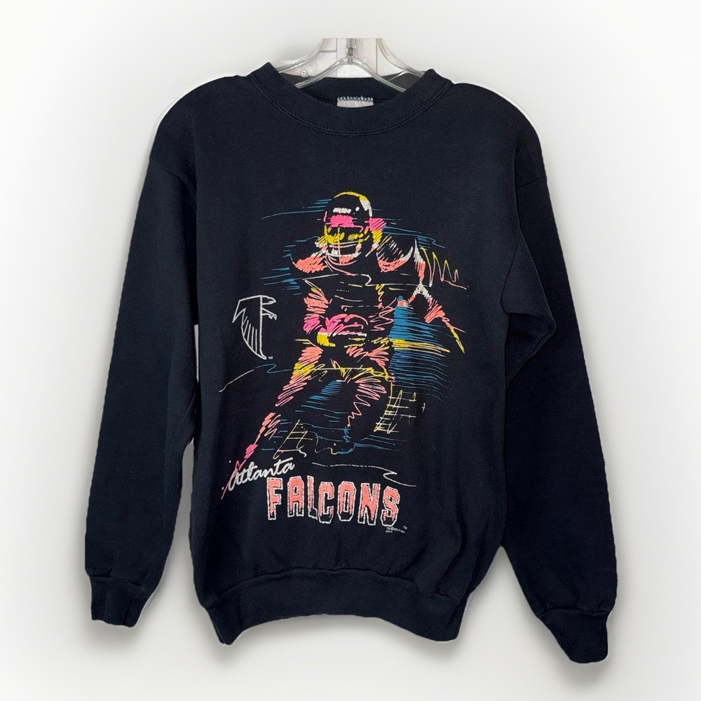 Vintage Atlanta Falcons Crewneck Sweatshirt 90s USA Made M (Runs Small) Neon